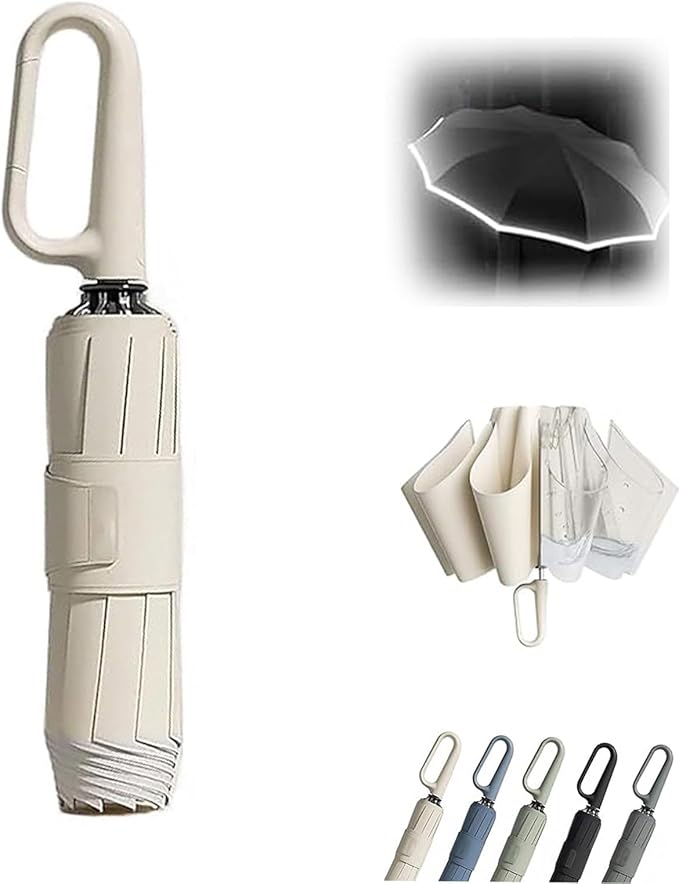 Guarda-chuvas com pega, robustos e resistentes ao vento, portáteis para viagens.