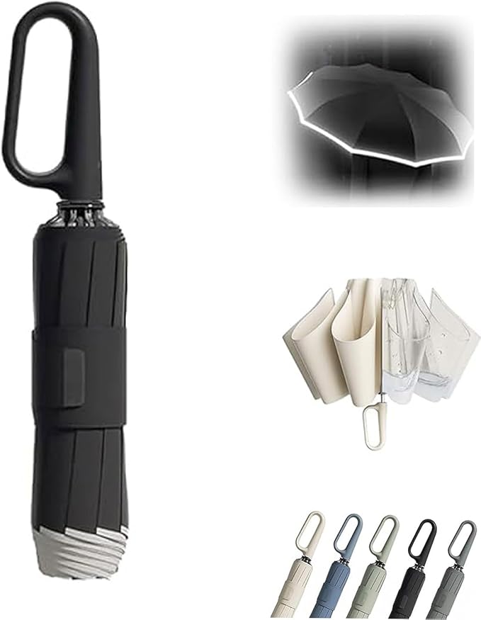 Guarda-chuvas com pega, robustos e resistentes ao vento, portáteis para viagens.