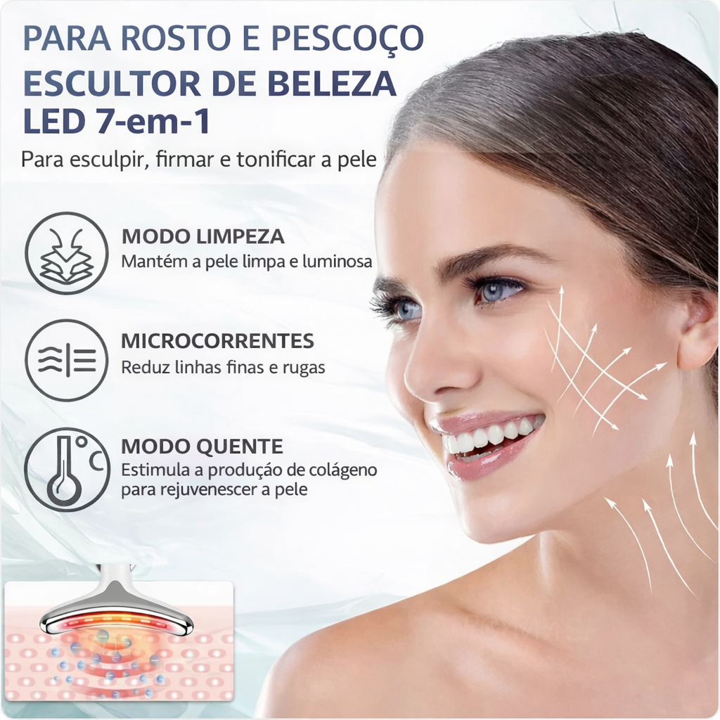 Sculptor Facial LED 7-em-1 – Firmeza, Lifting e Rejuvenescimento da Pele ✨ ✨