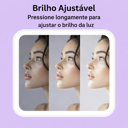 Bolsa de Maquilhagem de Luxo com Espelho LED Recarregável ✨