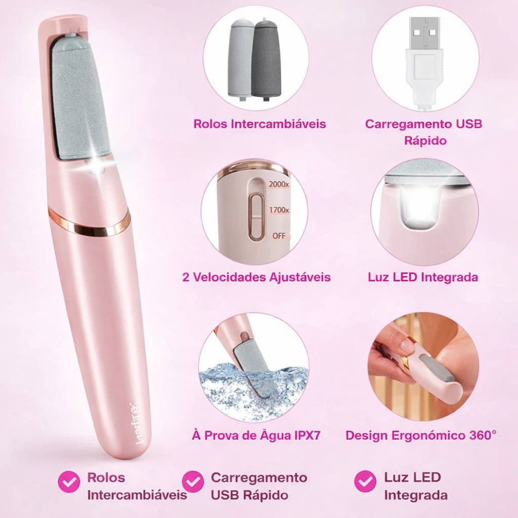 Removedor Elétrico de Calos para Pés – Pele Suave, Limpa e Renovada