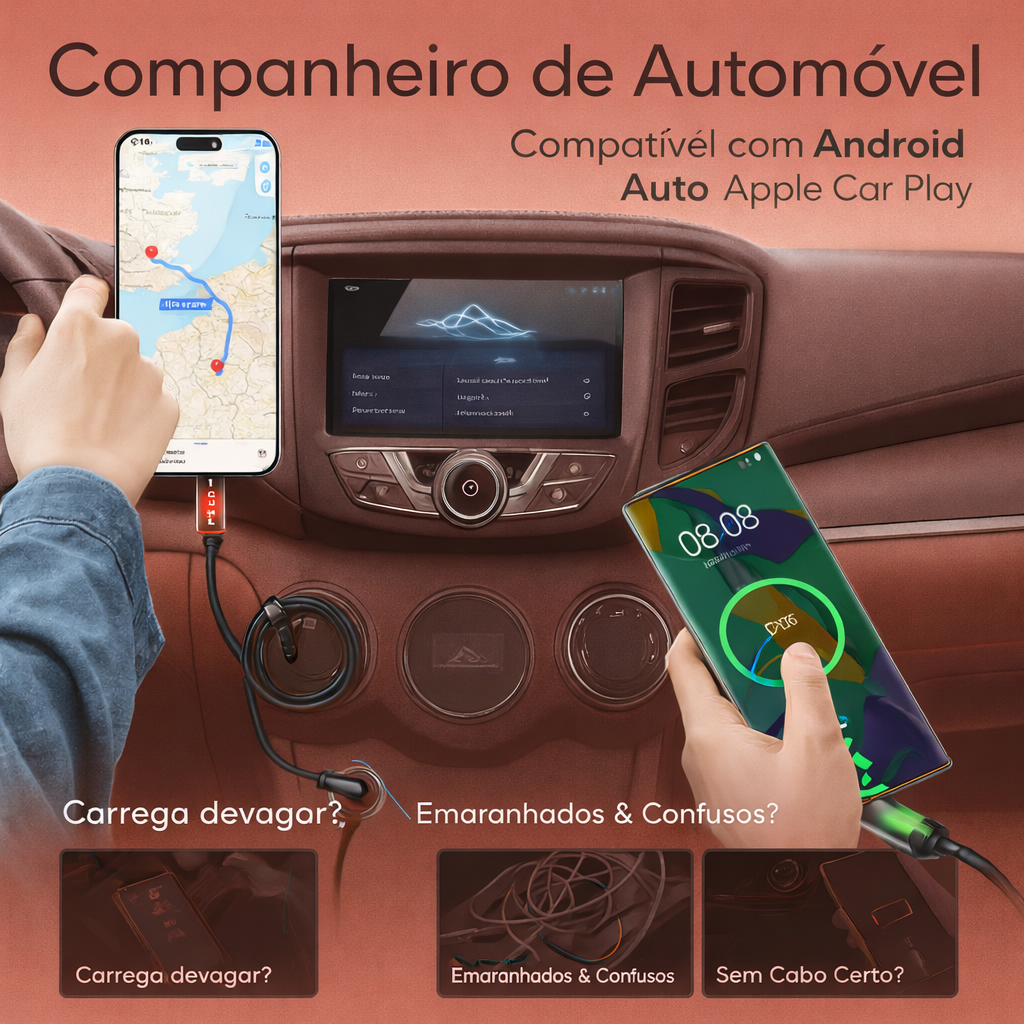 🔌 Cabo de Carregamento Rápido 4-em-1 (240W) ⚡