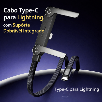 ⚡ Cabo de Carregamento Rápido 2-em-1 (240W) 🔥 Suporte Invisível Integrado para Telemóvel