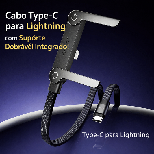 ⚡ Cabo de Carregamento Rápido 2-em-1 (240W) 🔥 Suporte Invisível Integrado para Telemóvel