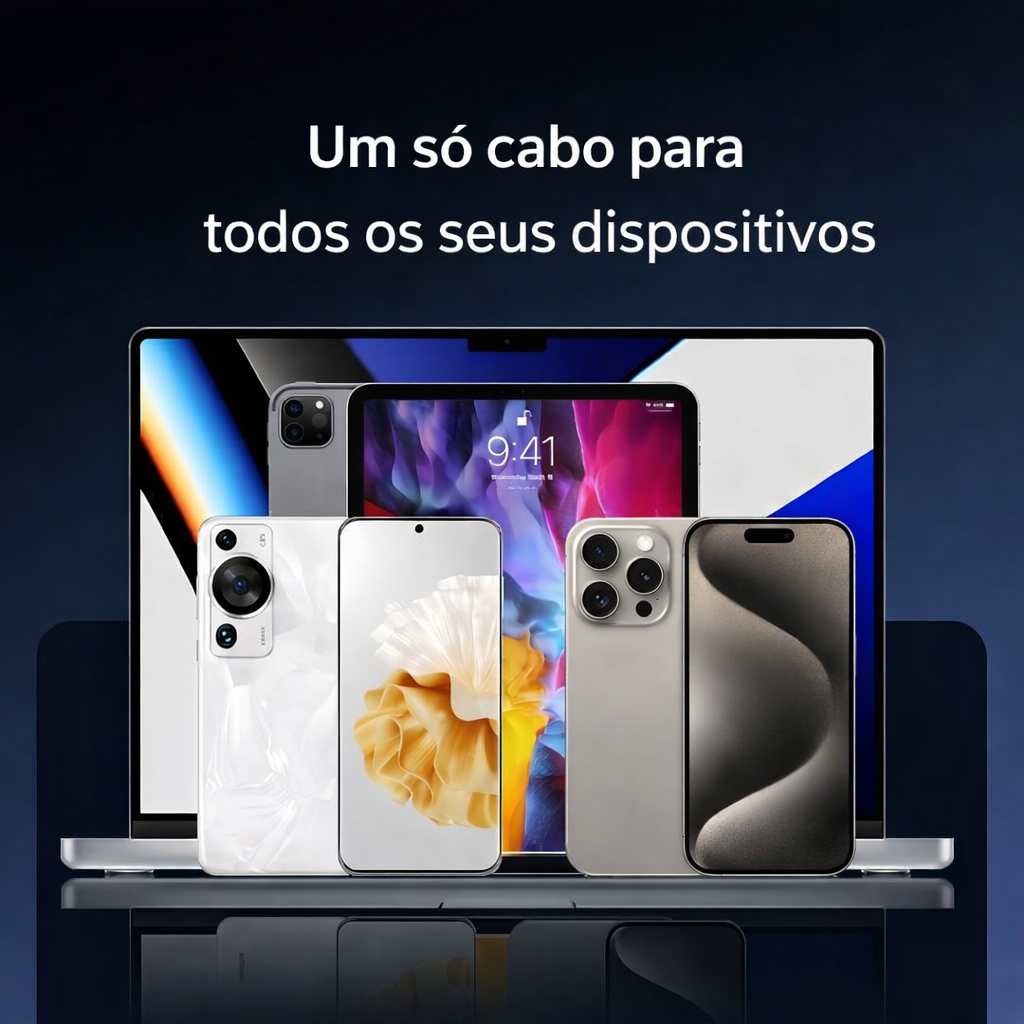 ⚡ Cabo de Carregamento Rápido 2-em-1 (240W) 🔥 Suporte Invisível Integrado para Telemóvel