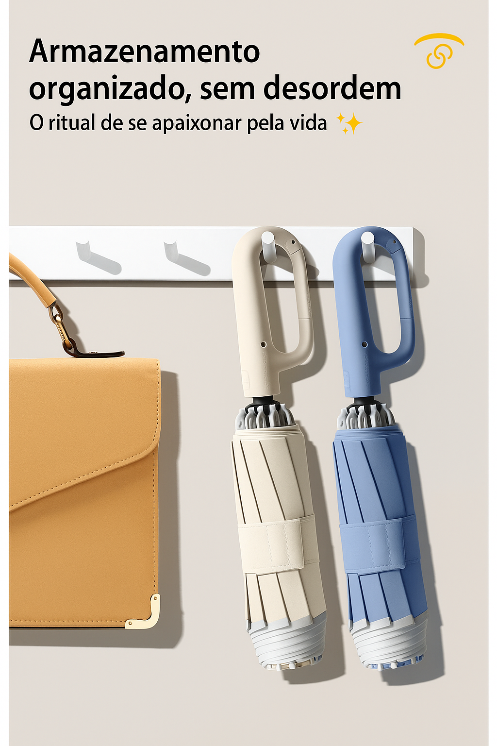 Guarda-chuvas com pega, robustos e resistentes ao vento, portáteis para viagens.