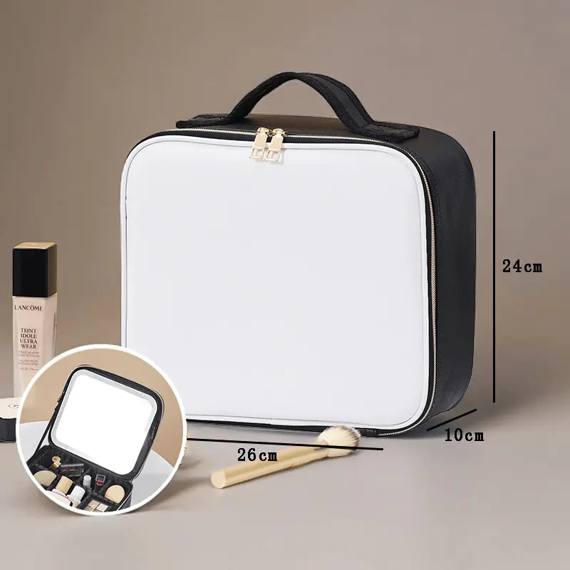 Bolsa de Maquilhagem de Luxo com Espelho LED Recarregável ✨