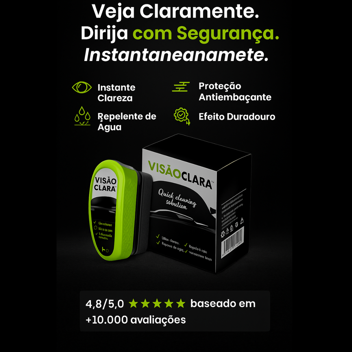 VisãoClara™ 2.0 – Repelente de Chuva e Anti-Embaciamento 🚘✨