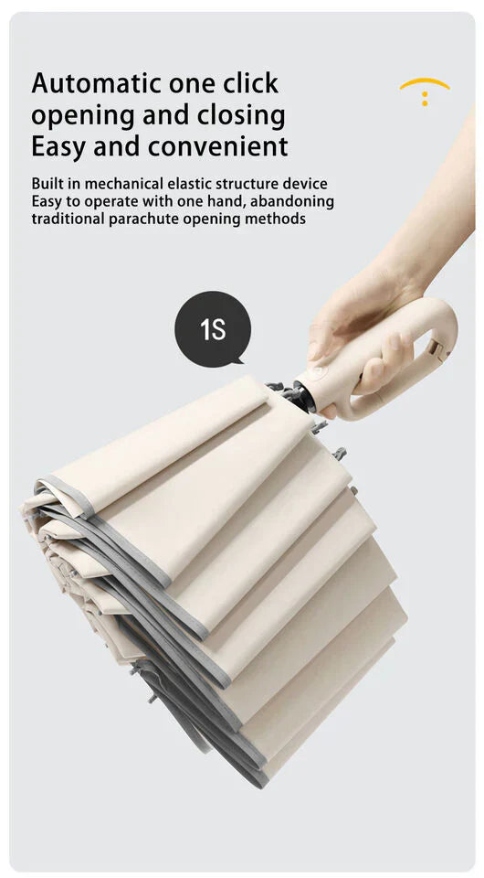 Guarda-chuvas com pega, robustos e resistentes ao vento, portáteis para viagens.