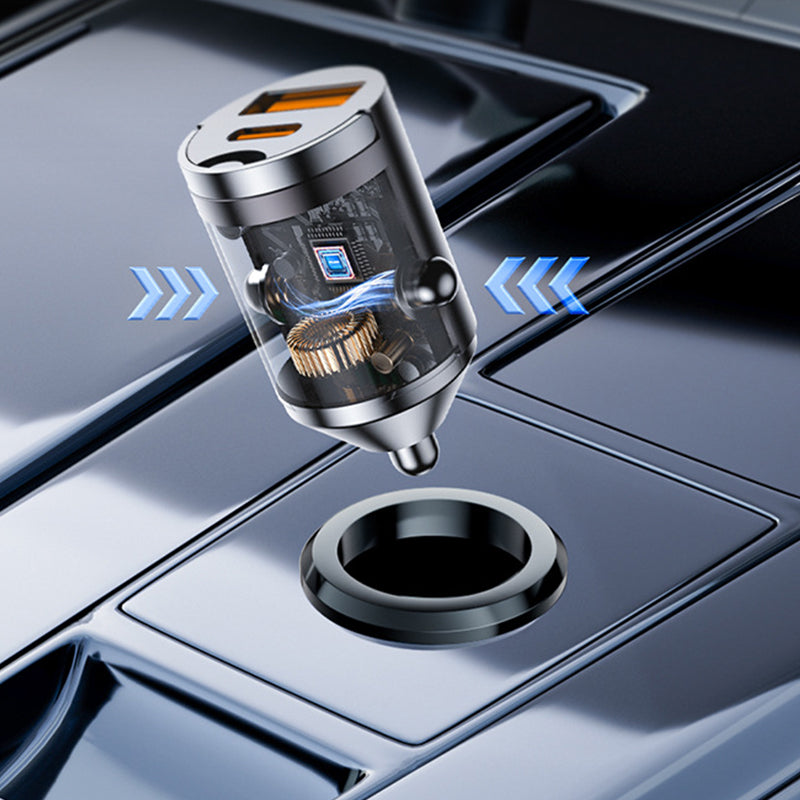 Carregador de Carro Ultra-Rápido – Dupla Porta PD & QC com Carregamento Rápido