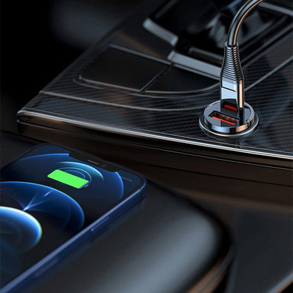 Carregador de Carro Ultra-Rápido – Dupla Porta PD & QC com Carregamento Rápido