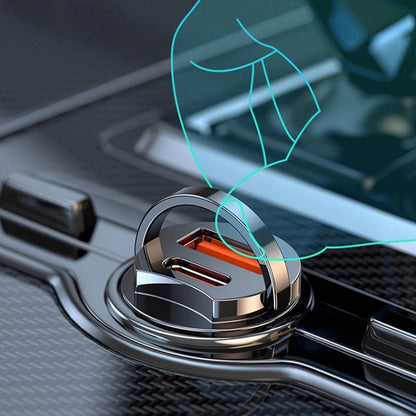 Carregador de Carro Ultra-Rápido – Dupla Porta PD & QC com Carregamento Rápido